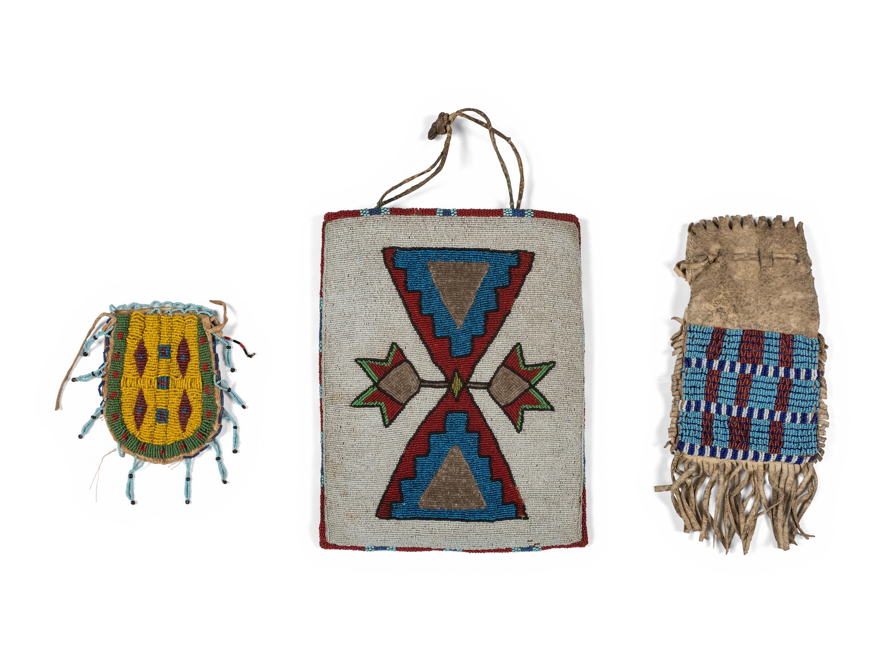Collection of Beaded Hide Bags and Purses