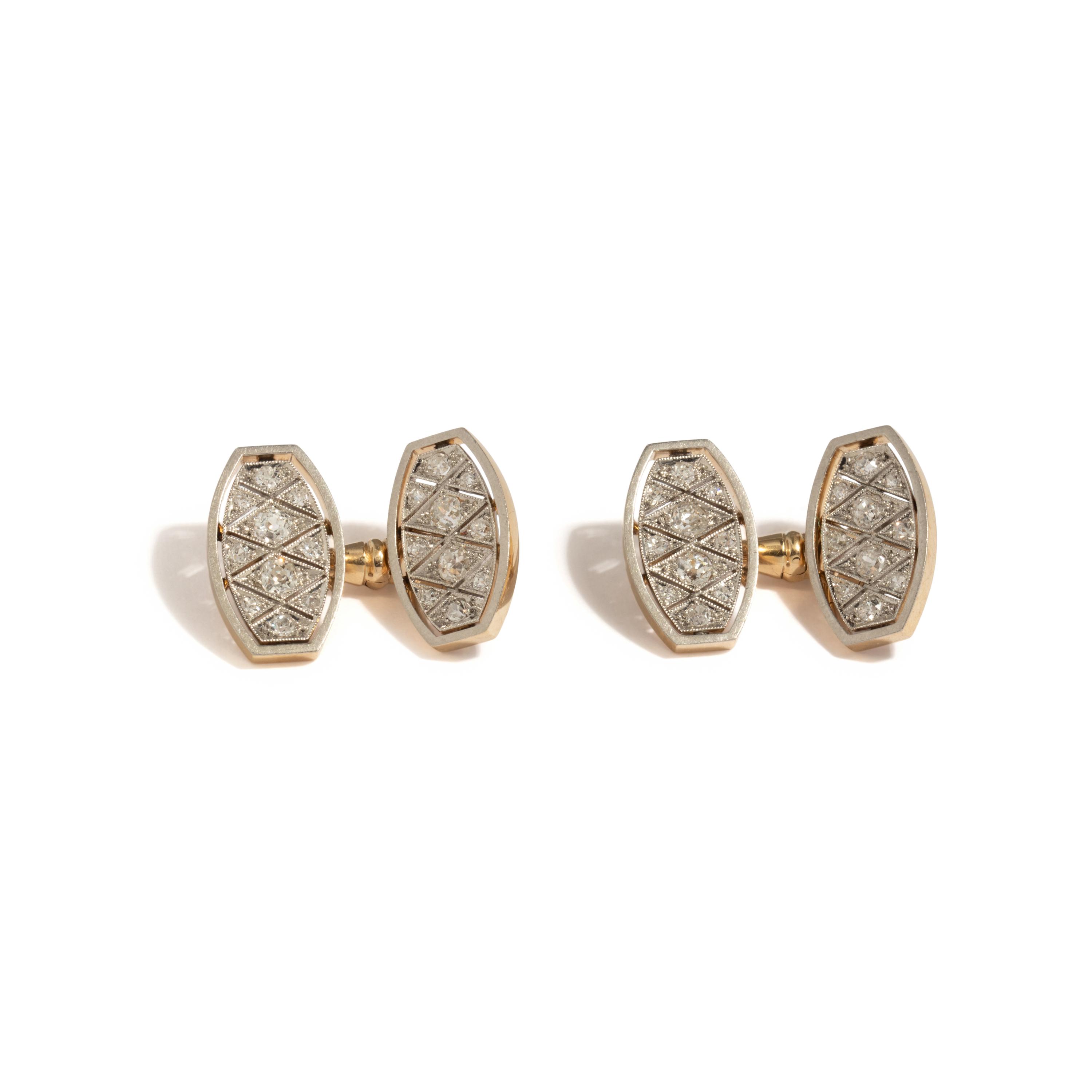 EDWARDIAN, DIAMOND CUFFLINKS