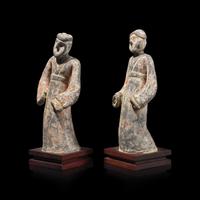 A Pair of Chinese Pottery Figures 陶俑一對