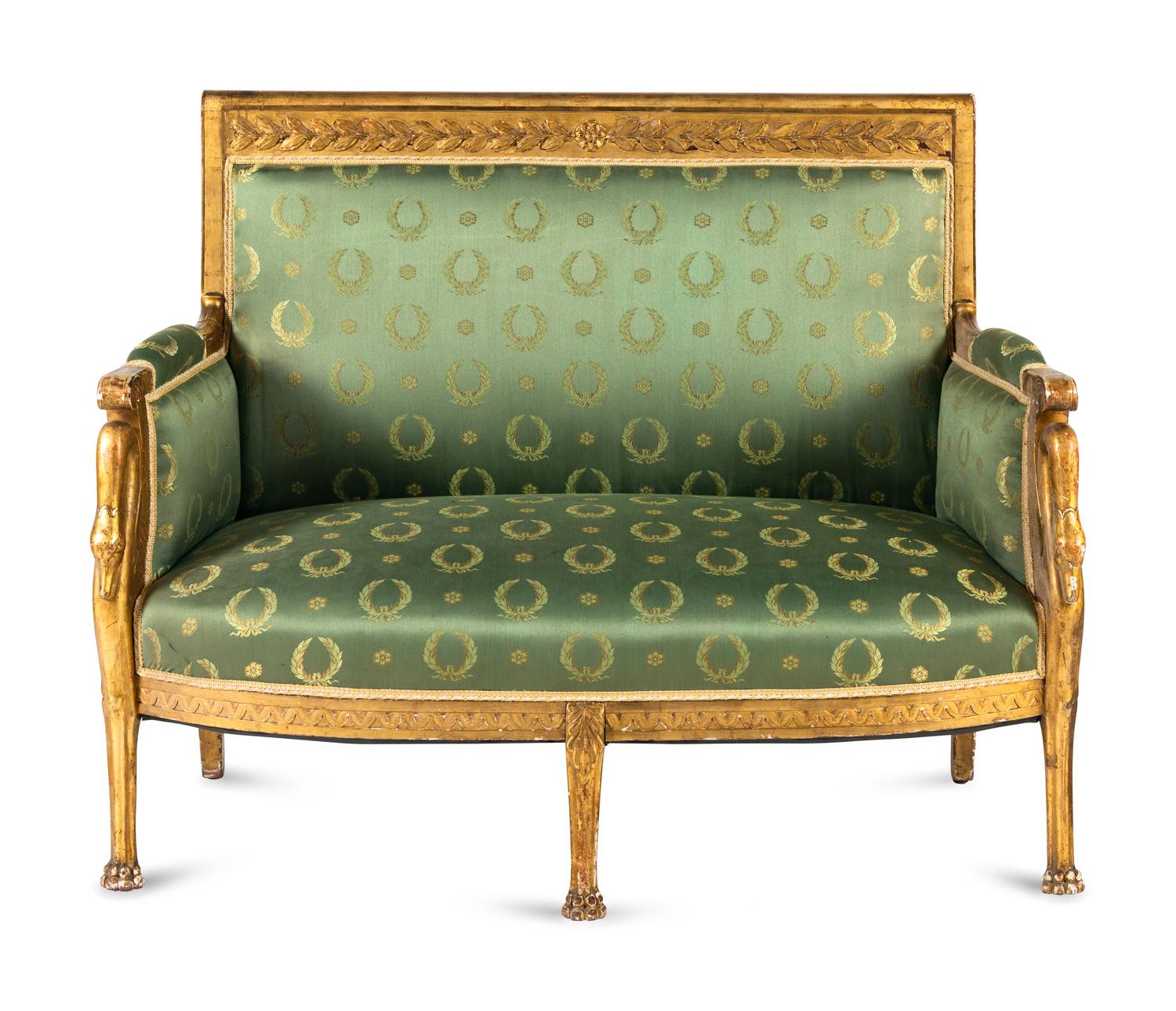 An Empire Style Giltwood Settee