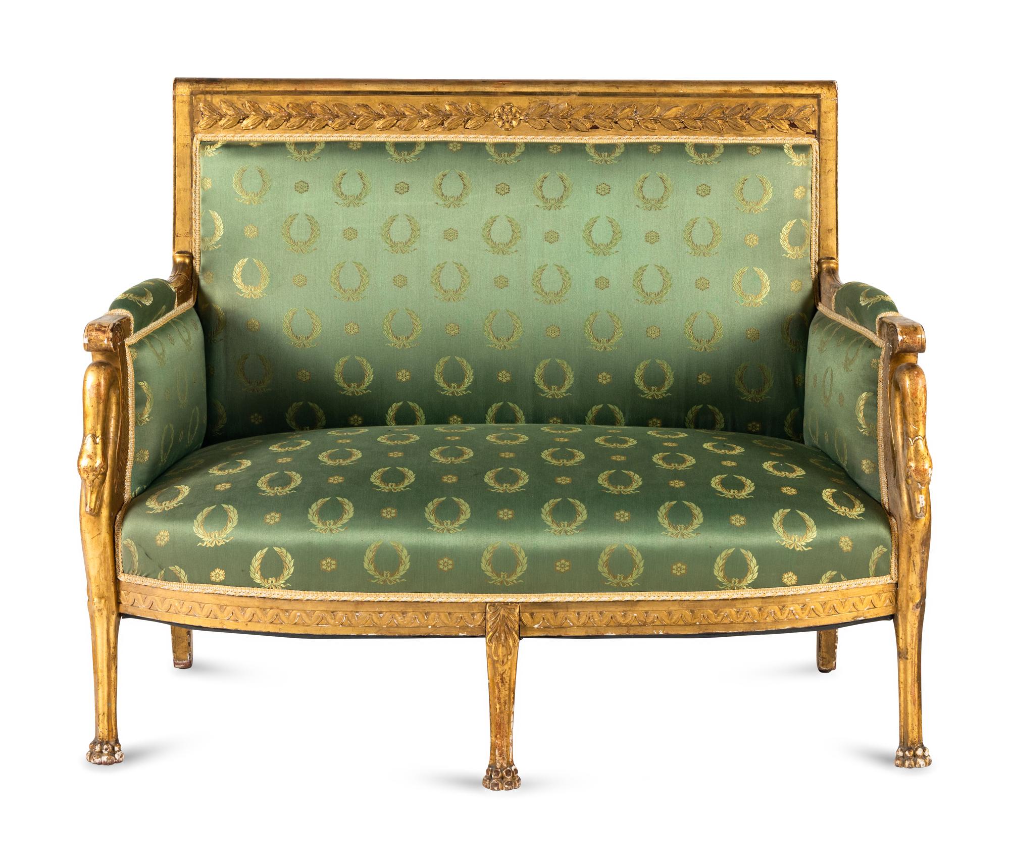 An Empire Style Giltwood Settee