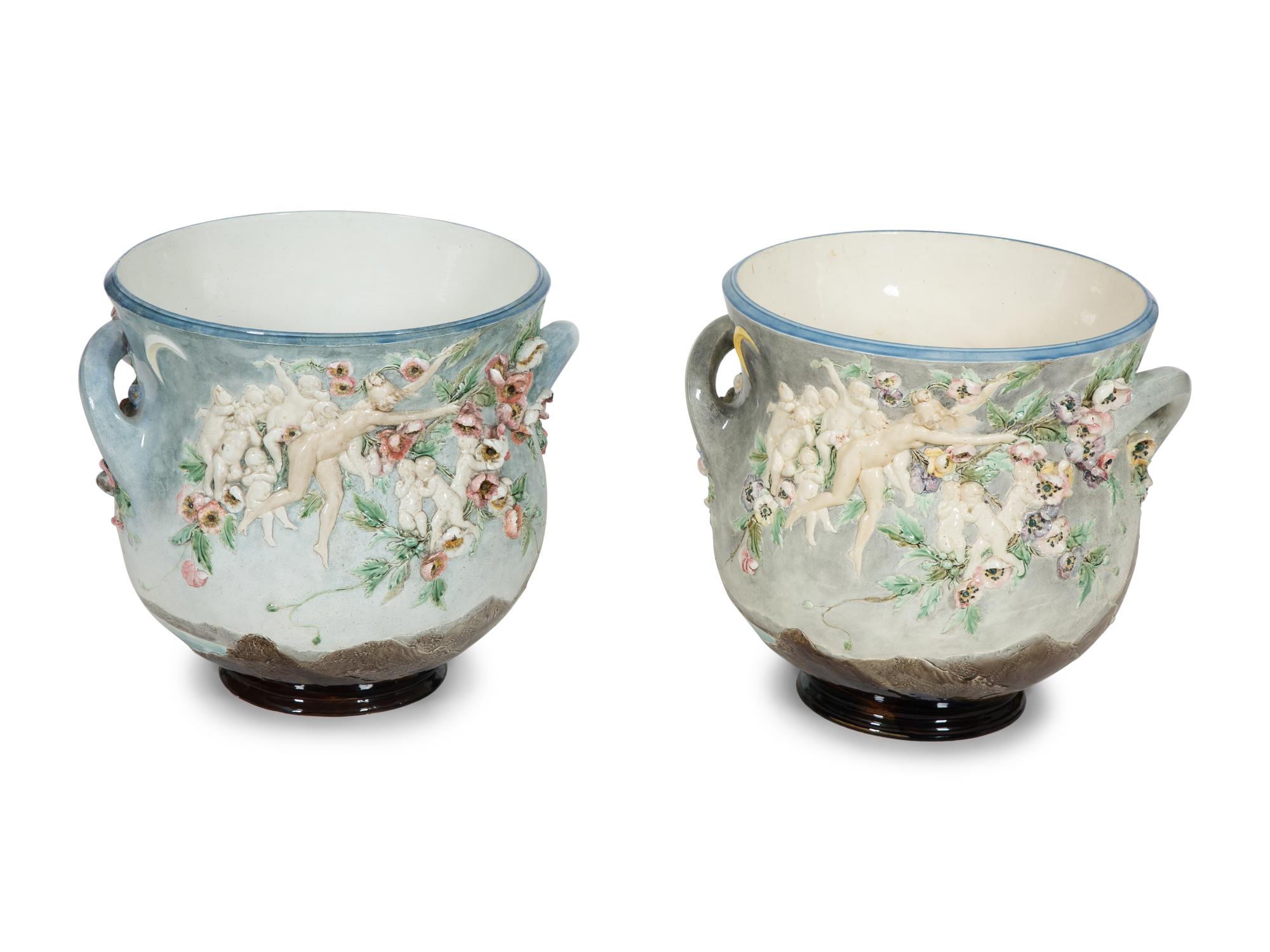 A Pair of Choisy Le Roi Ceramic Jardinières
