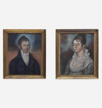 Attributed to James Martin (English, active mid-Atlantic states 1794-1820) A Pair of Portraits: A Young Lady and Gentleman