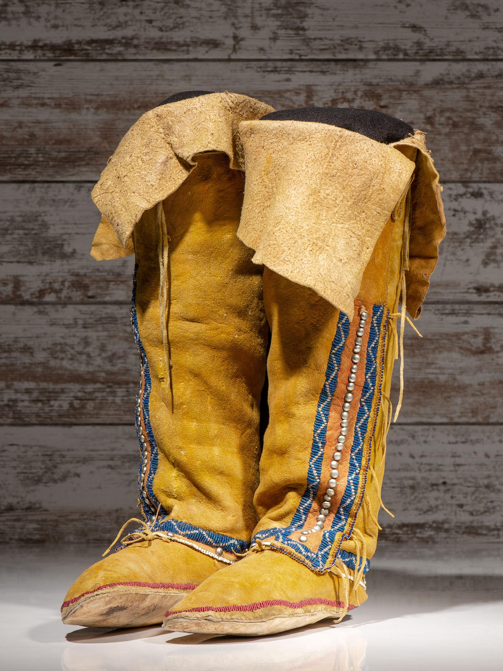 Comanche Beaded Hide Boot Mocassins