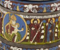 A German Kreussen "Apostle" Hand-Painted Pewter and Stoneware Stein