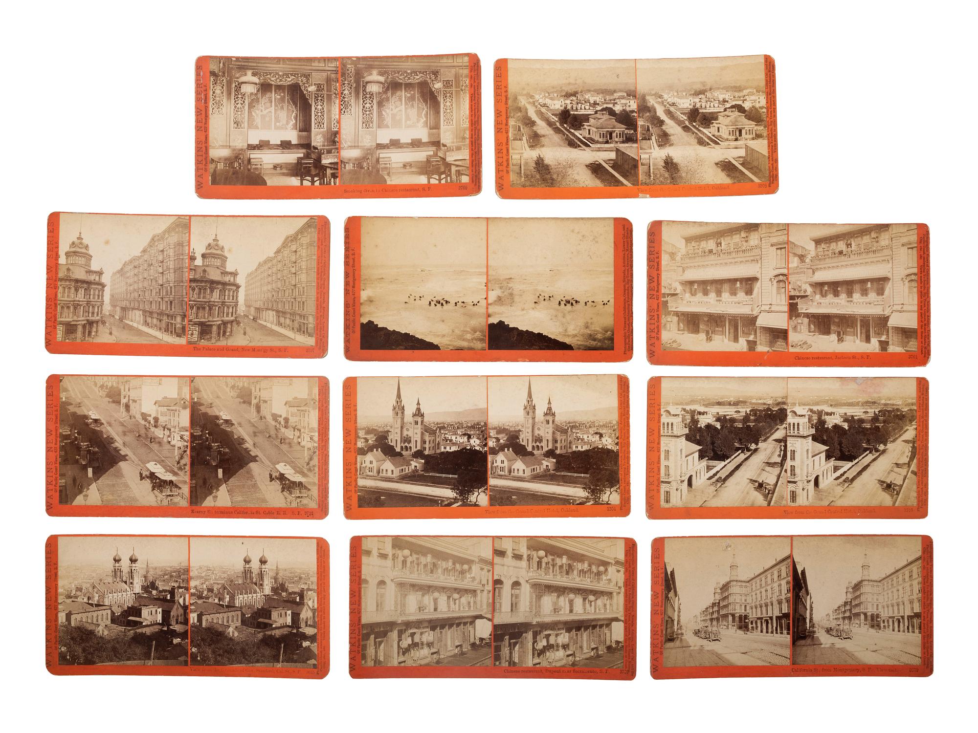 [WESTERN AMERICANA]. WATKINS, Carleton (1829-1916), photographer. A group of 17 stereoviews showing San Francisco and vicinity. San Francisco, CA.