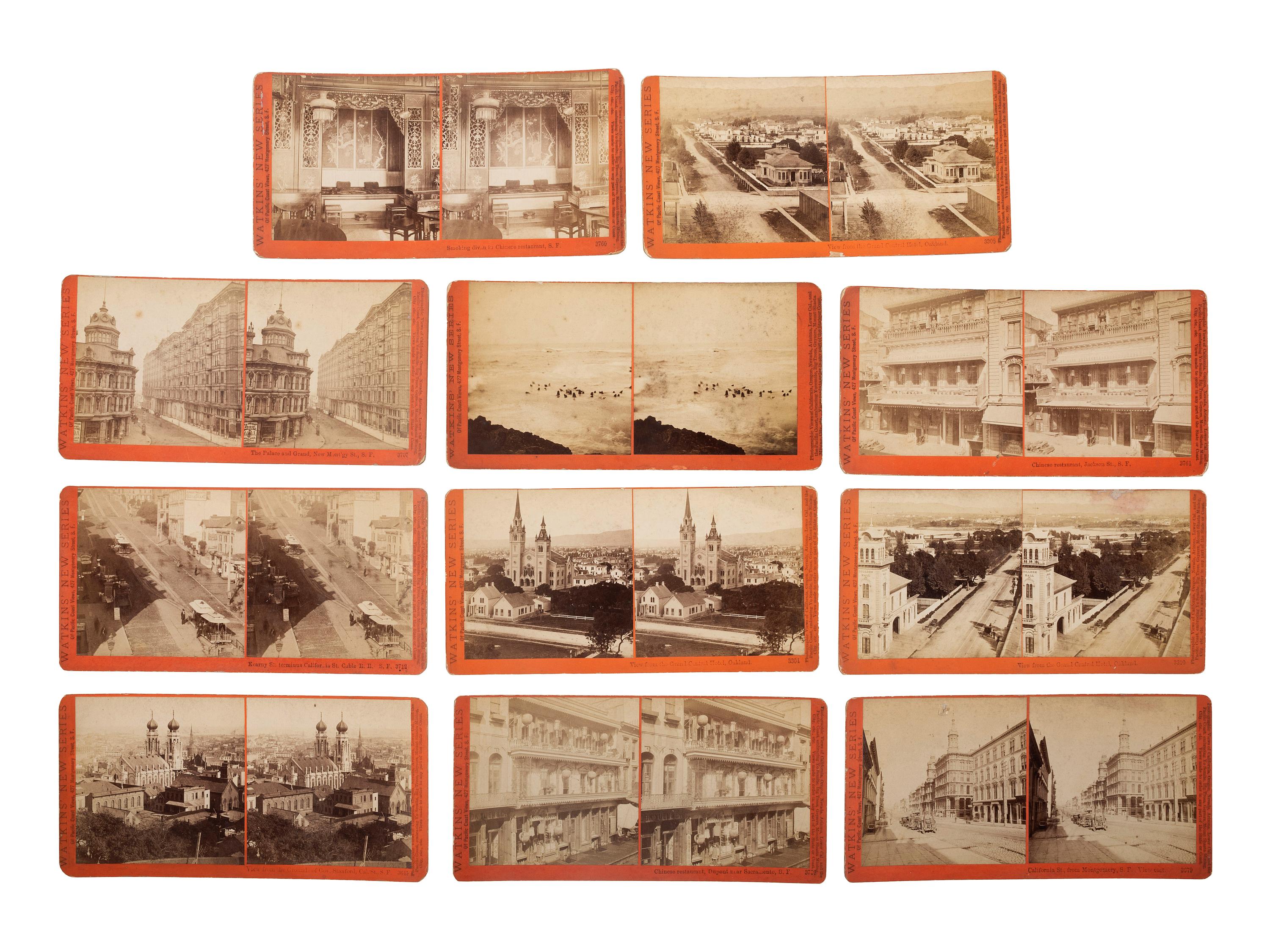 [WESTERN AMERICANA]. WATKINS, Carleton (1829-1916), photographer. A group of 17 stereoviews showing San Francisco and vicinity. San Francisco, CA.