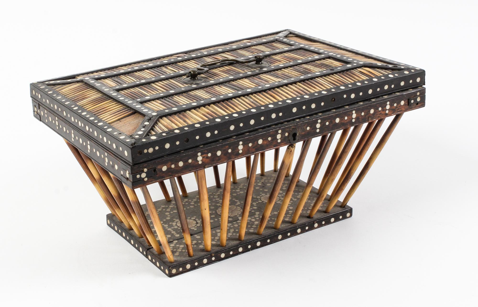 An Anglo-Indian Quill Basket Width approximately 12 inches. — LATE 19TH/EARLY 20TH CENTURY