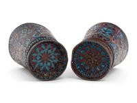 A Pair of Russian Plique-à-Jour Enamel Beakers