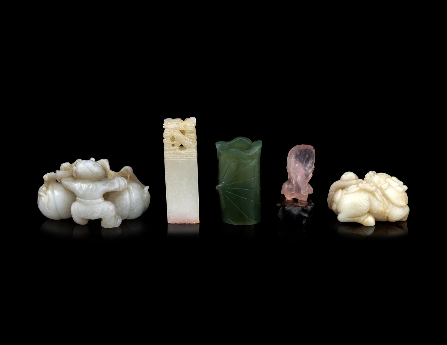 Five Chinese Jade and Hardstone Carvings