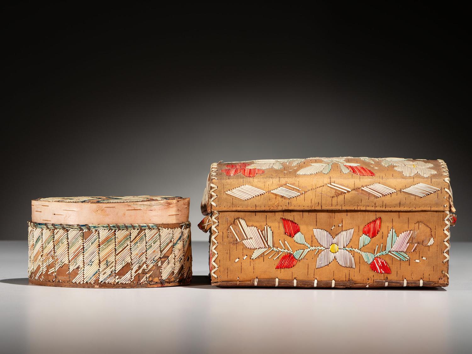 Great Lakes Quilled Birchbark Boxes