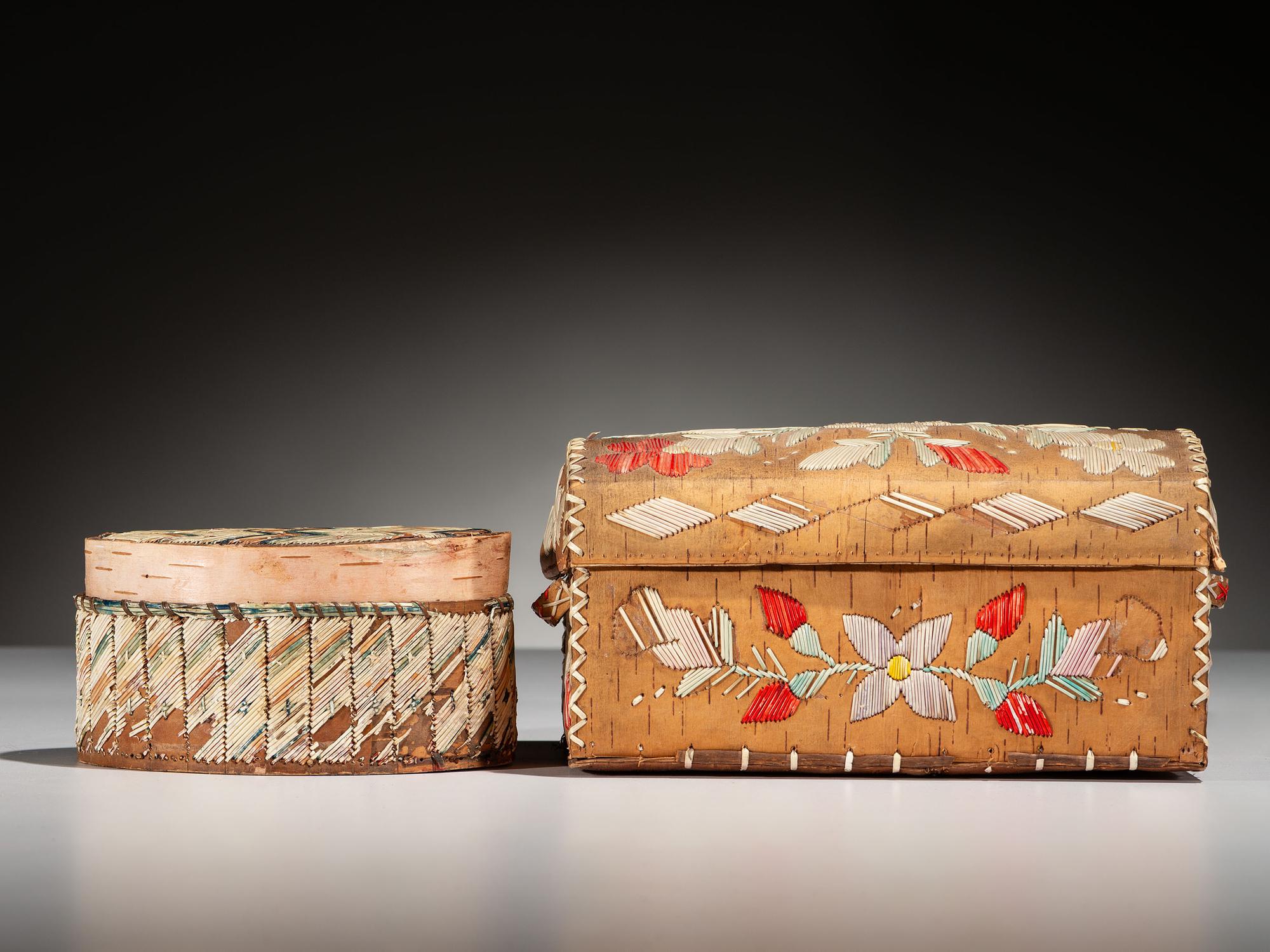 Great Lakes Quilled Birchbark Boxes