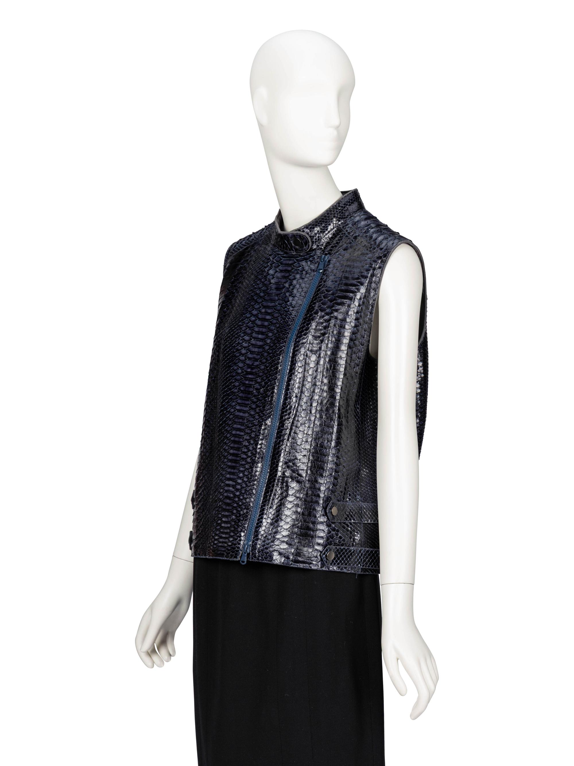 Brunello Cucinelli. Midnight Blue Snakeskin Vest