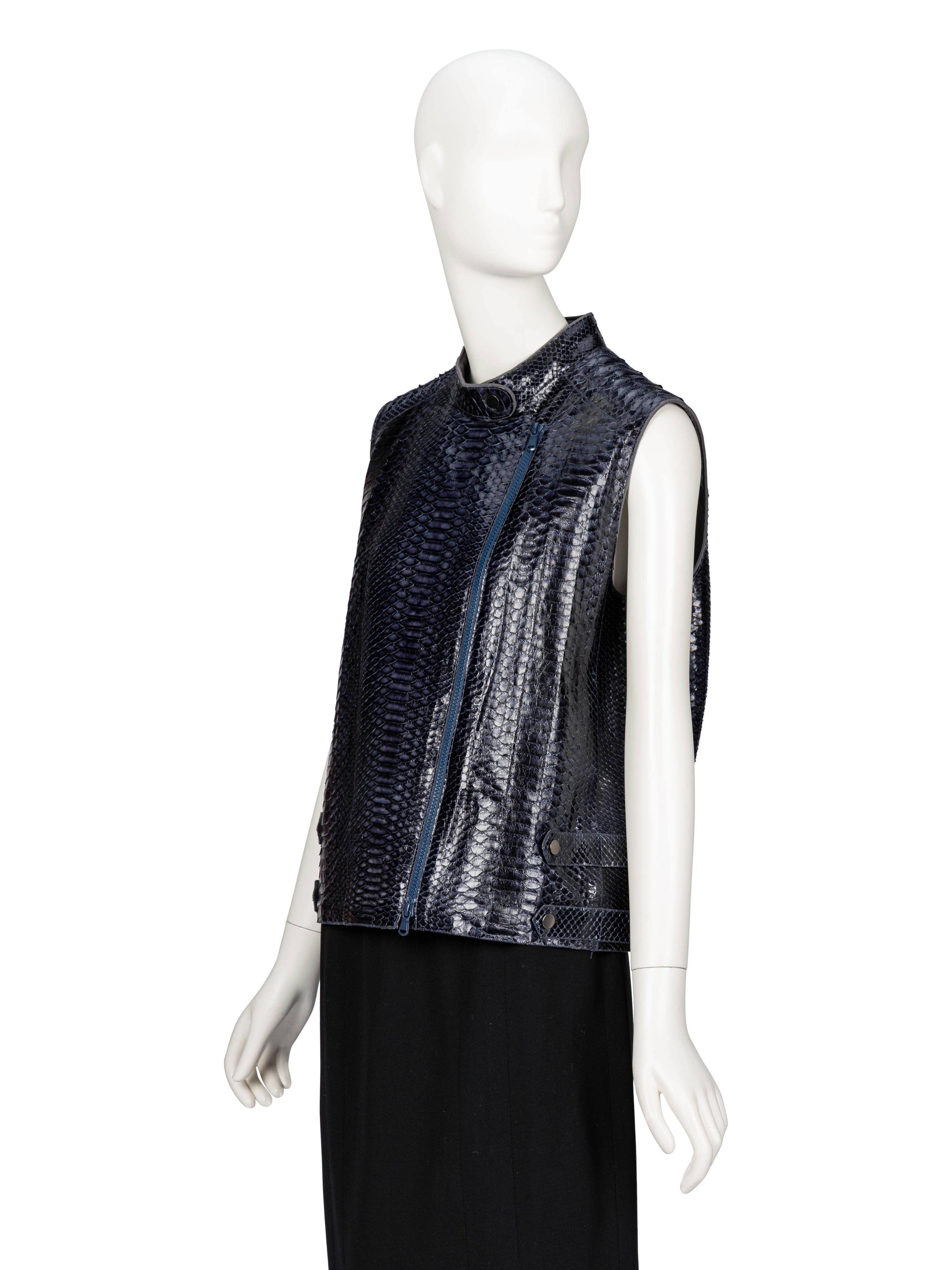 Brunello Cucinelli. Midnight Blue Snakeskin Vest