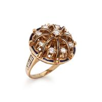 DIAMOND, ENAMEL AND YELLOW GOLD RING