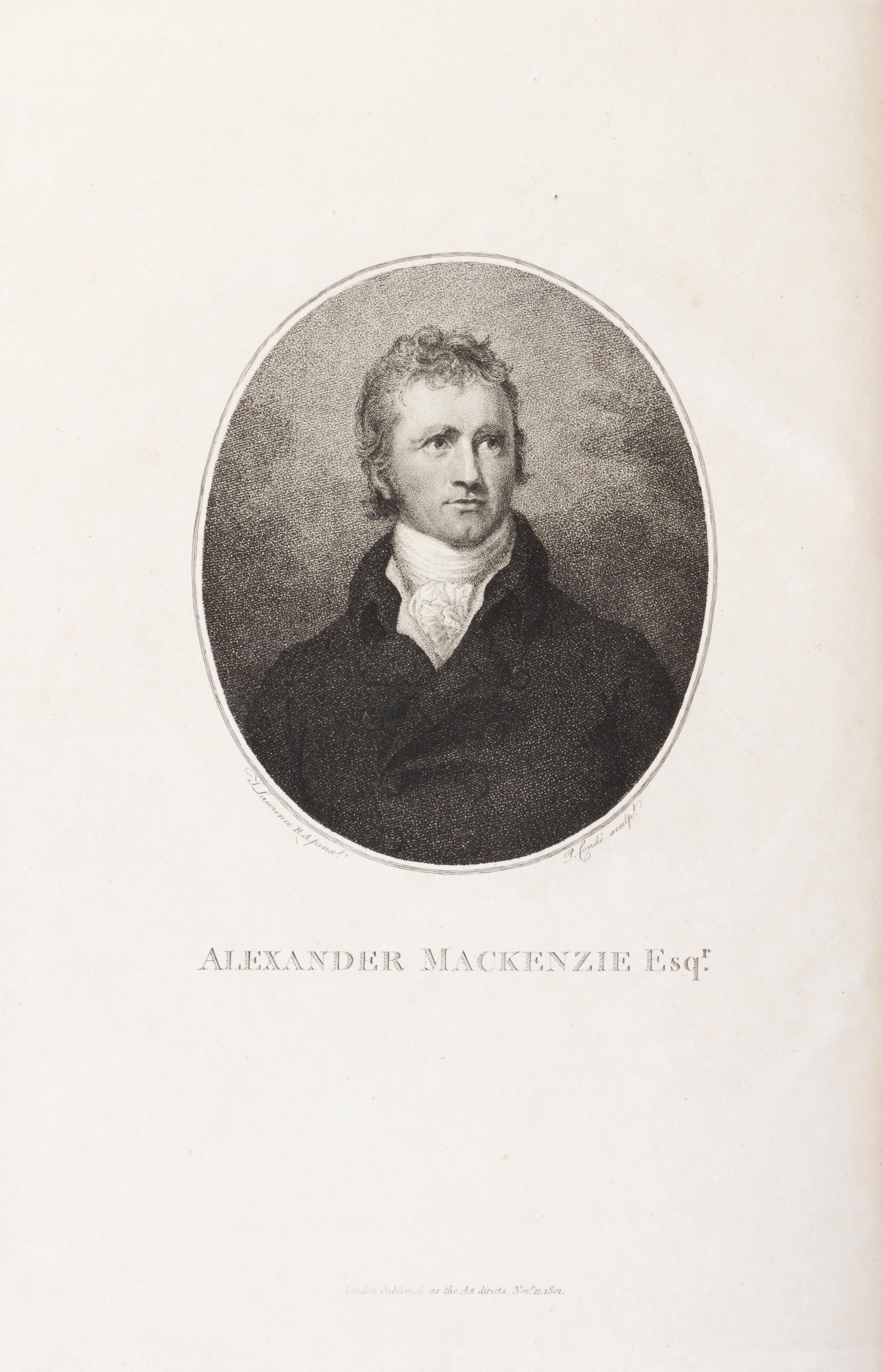 (CANADA) MACKENZIE, ALEXANDER. Voyages from Montreal ... through the Continent of North America. London, 1801. First edition