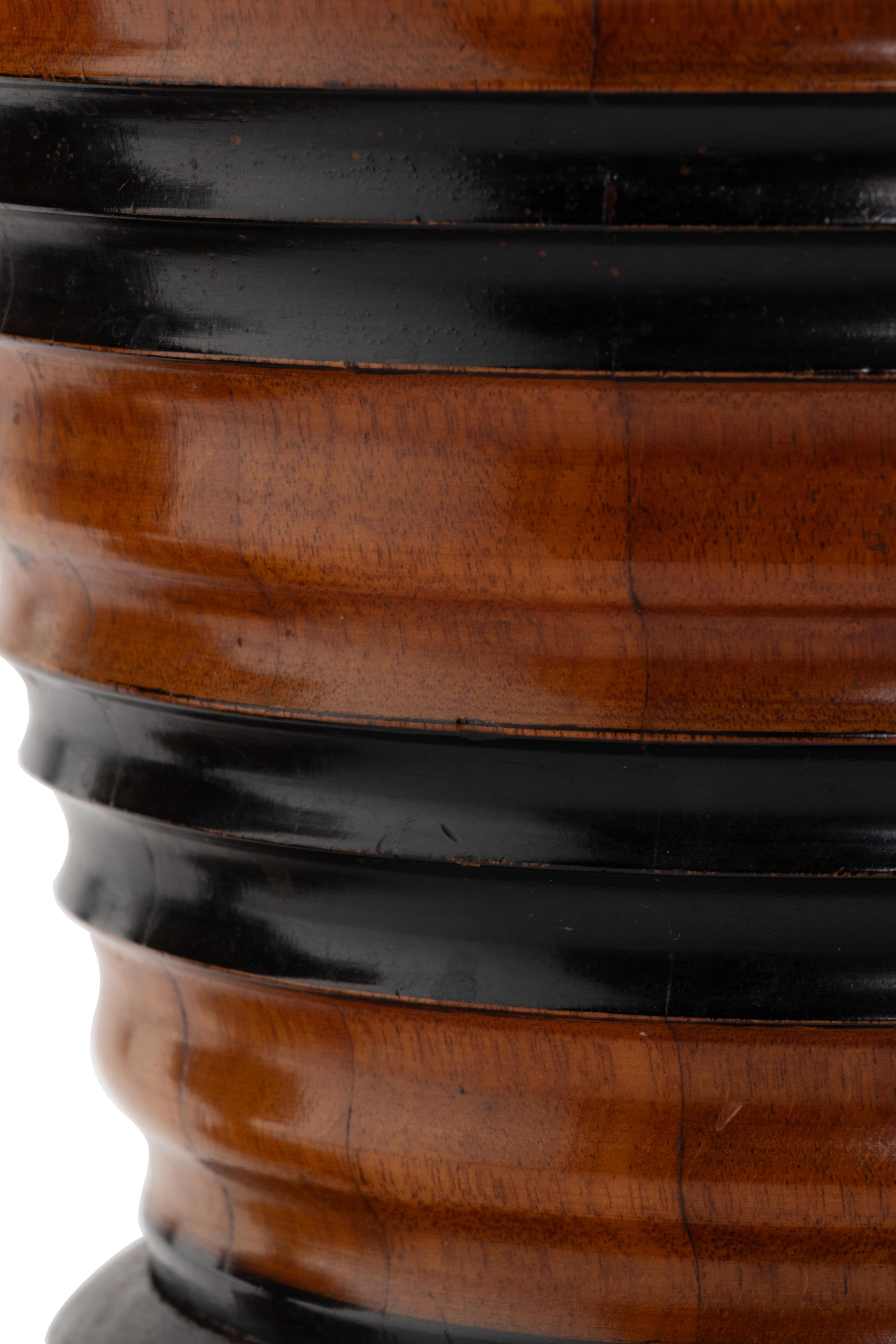 A Near Pair of Dutch Walnut and Part Ebonized Peat Buckets