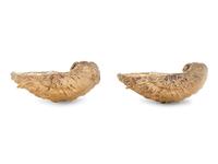 A Pair of French Parcel-Gilt Silver Shell-Form Salt Cellars