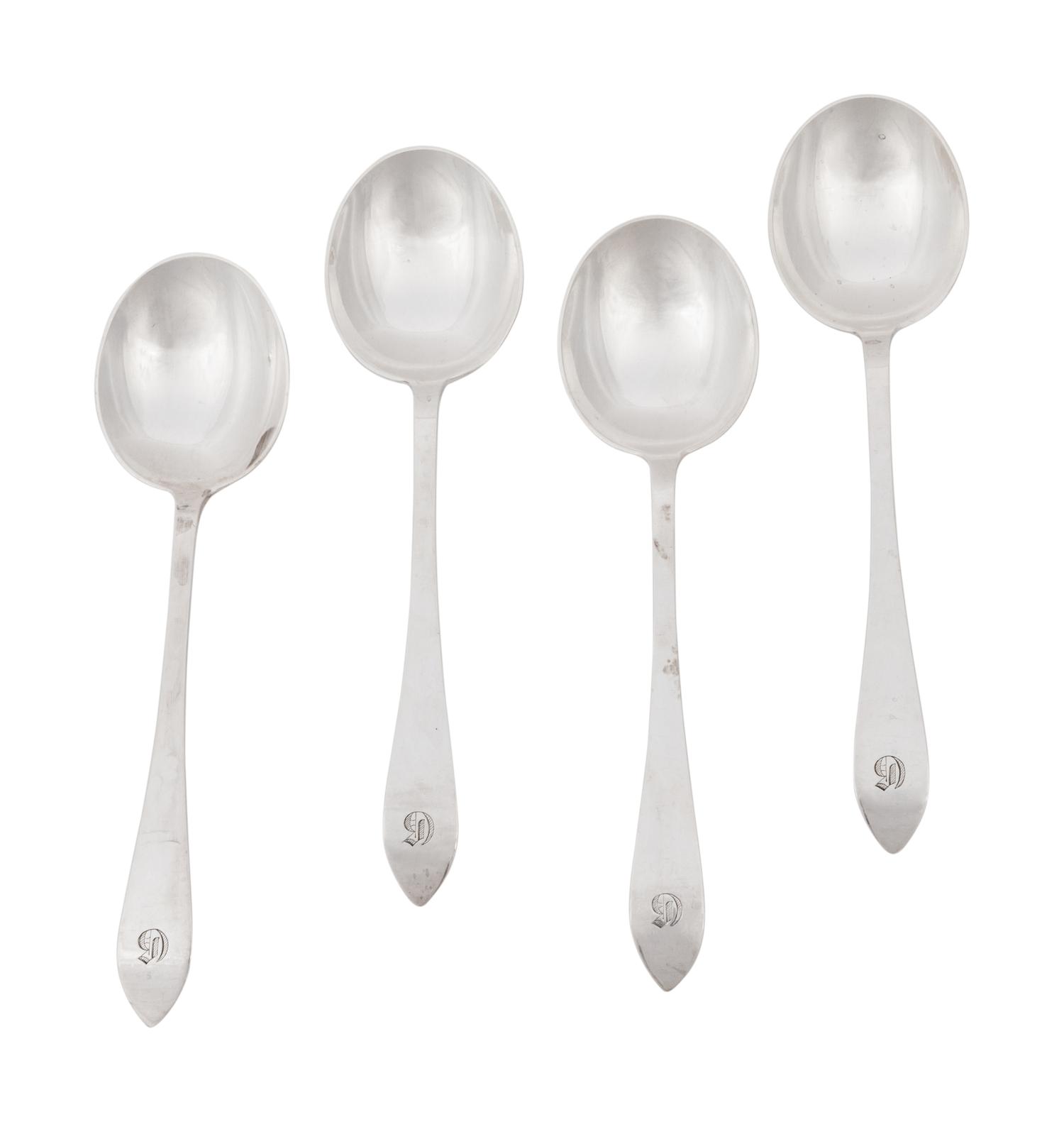 Twelve Tiffany and Co. Silver Soup Spoons