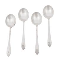Twelve Tiffany and Co. Silver Soup Spoons