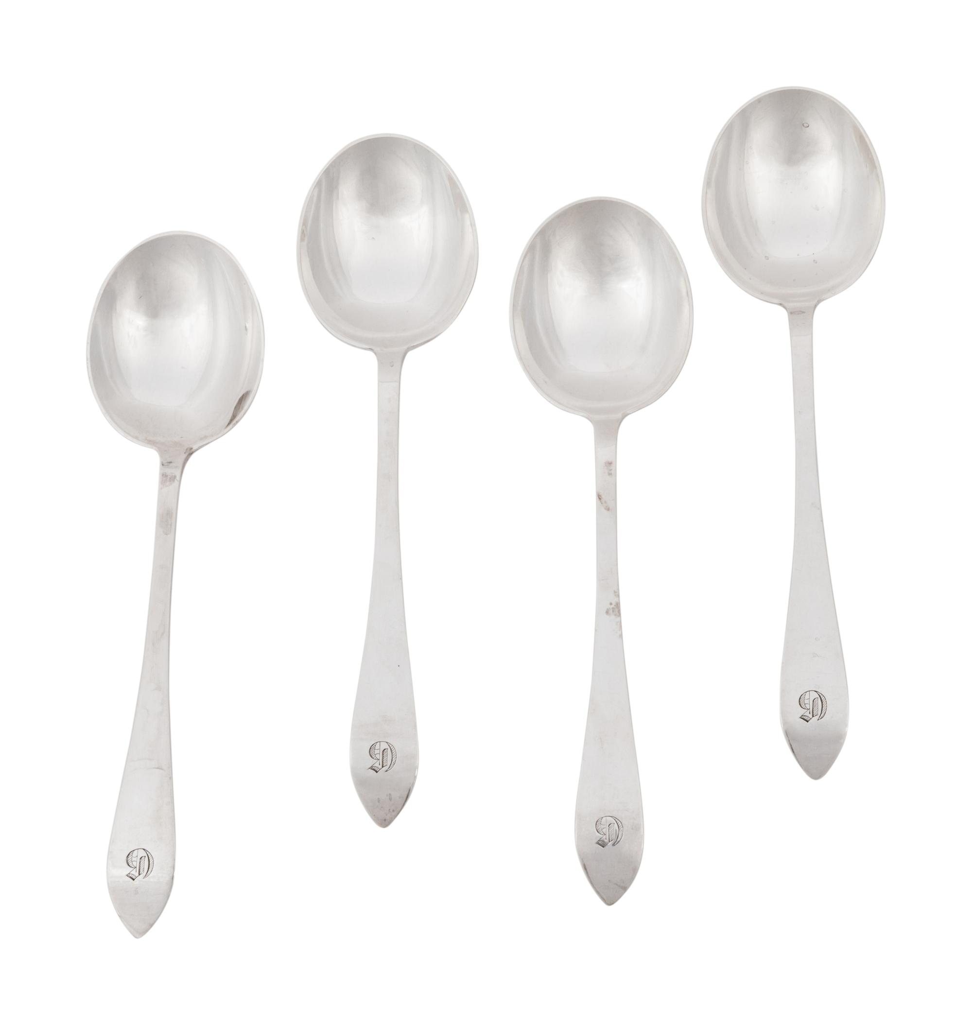 Twelve Tiffany and Co. Silver Soup Spoons