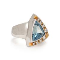 AQUAMARINE AND DIAMOND RING