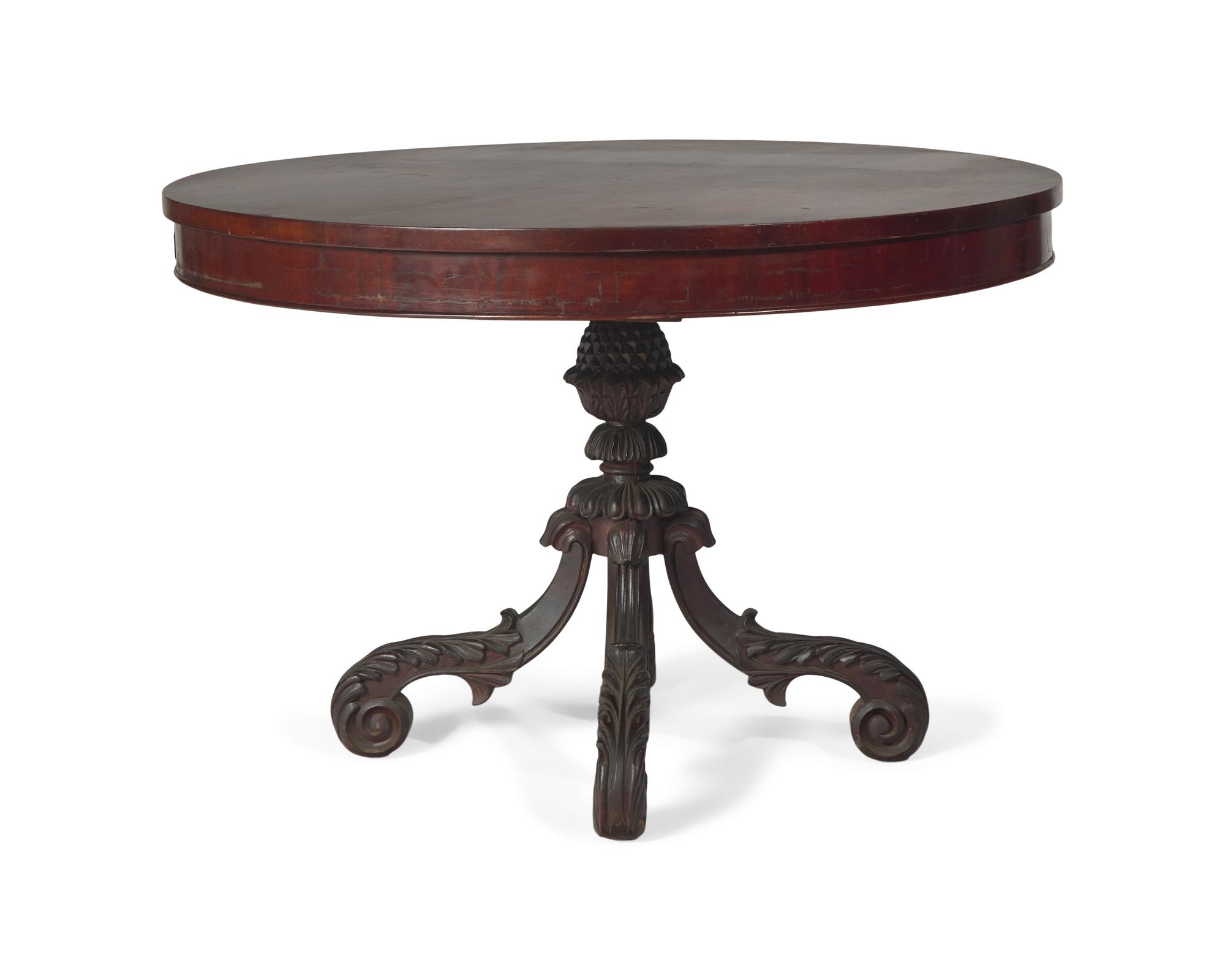 A Classical Carved Mahogany Tea Table