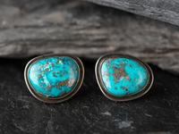 Silver and Morenci Turquoise Cuff Links