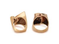 COLLECTION OF YELLOW GOLD, ONYX AND DIAMOND RINGS