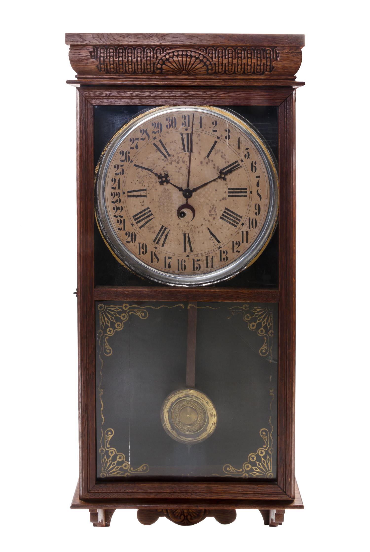 An American Oak Railroad Clock, INGRAHAM, Height 36 inches. — INGRAHAM,