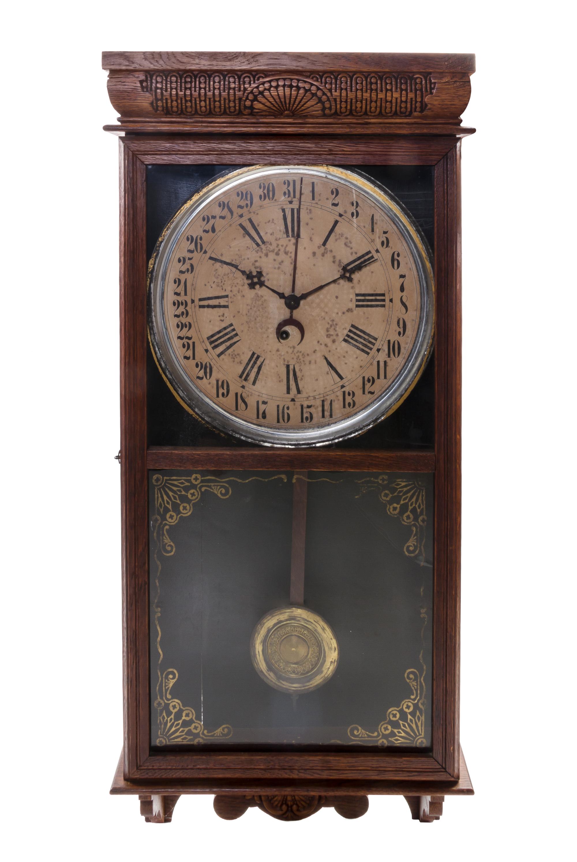 An American Oak Railroad Clock, INGRAHAM, Height 36 inches. — INGRAHAM,