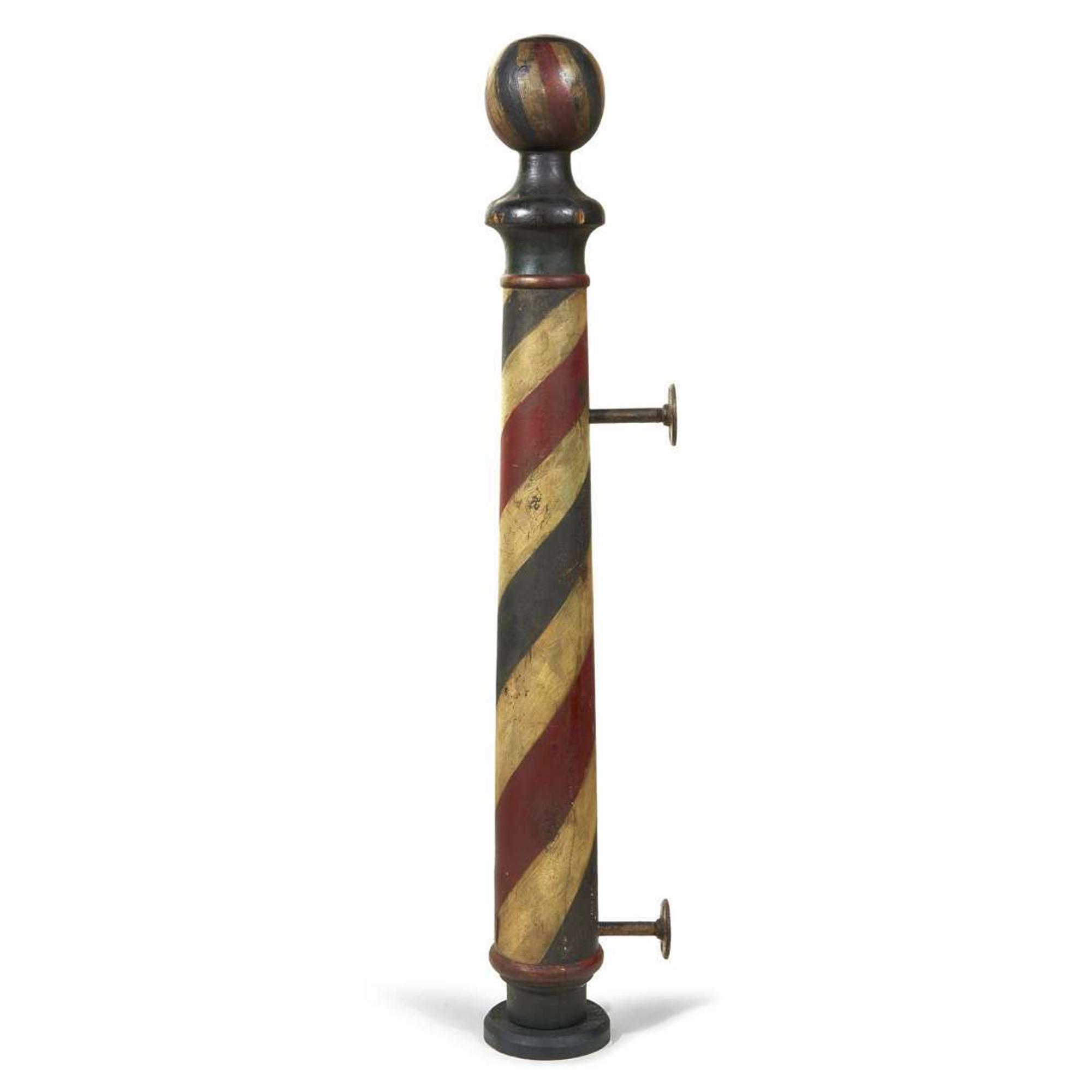 Small turned and painted barber pole late 19th century