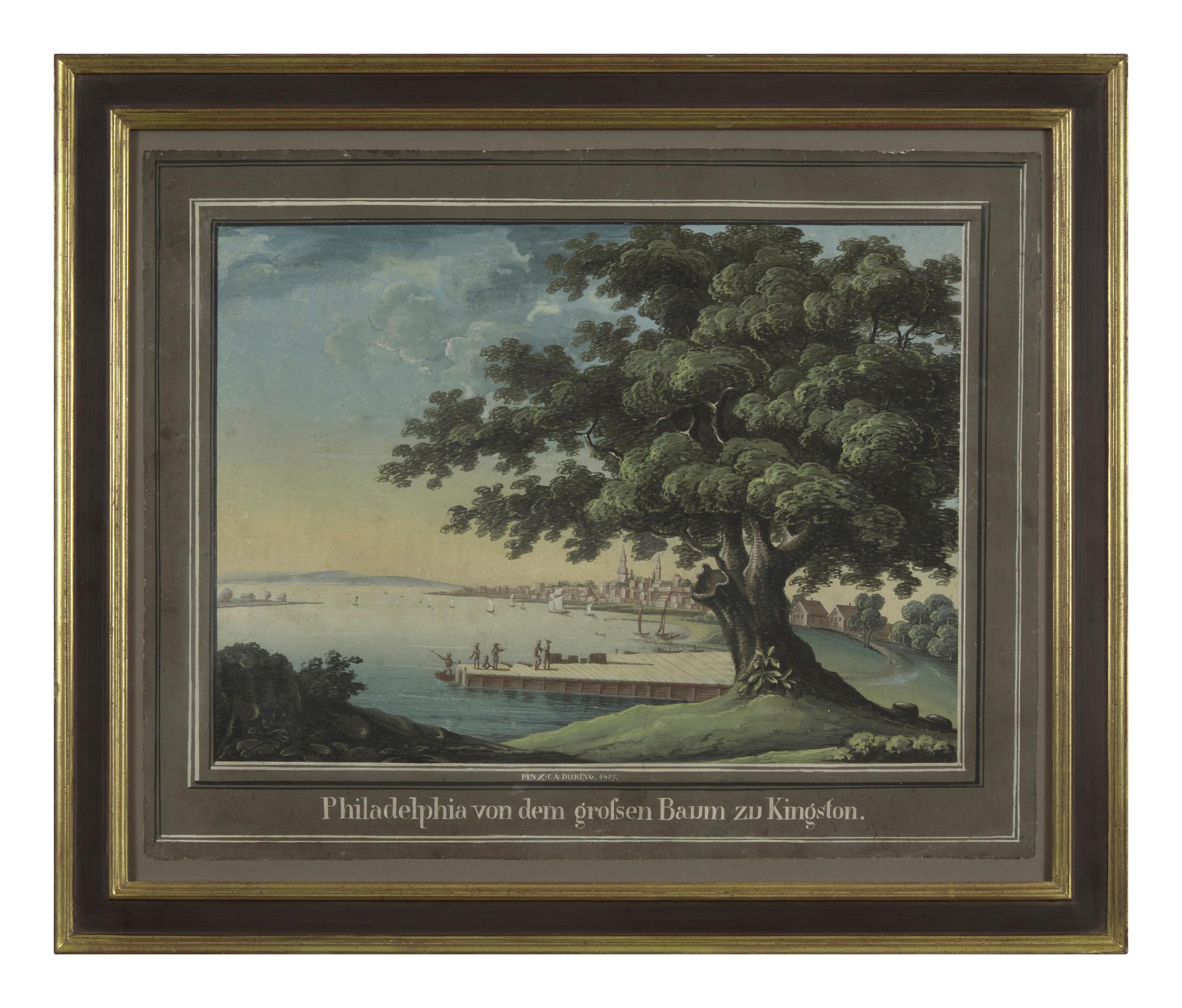 German School 19th Century, Philadelphia von dem grossen Baum zu Kingston, Philadelphia From the Great Tree at Kensington, under which Penn made his Great Treaty with the Indians