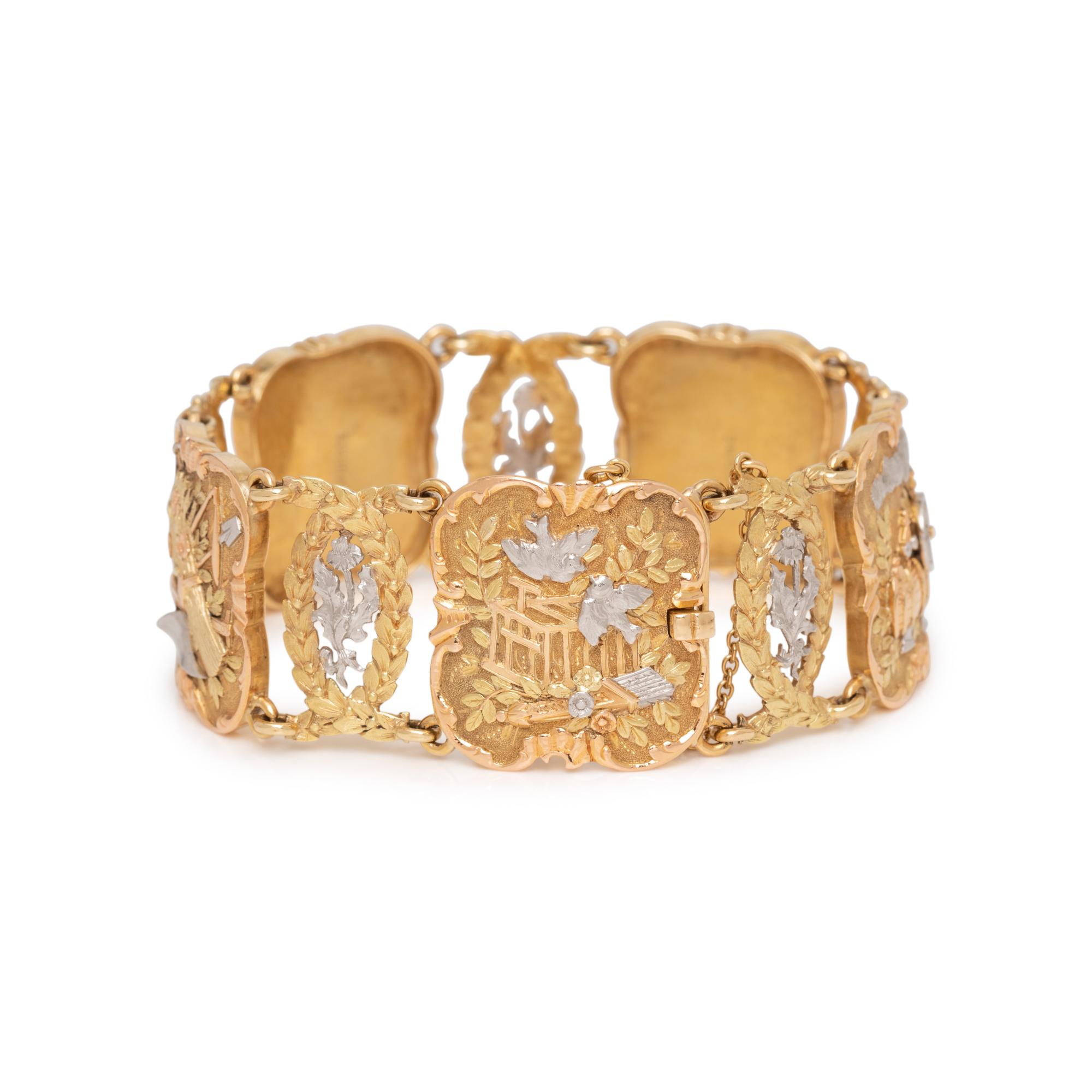 DAUBRÉE, ART NOUVEAU, TRICOLOR GOLD BRACELET