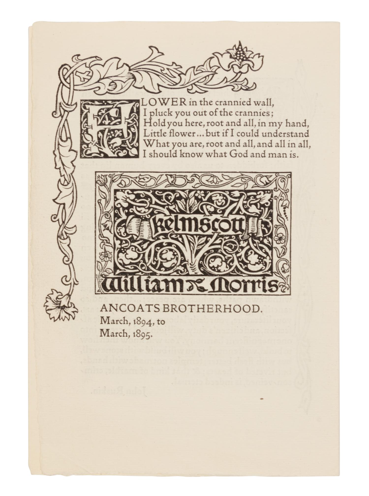 [KELMSCOTT PRESS]. When Adam Delved and Eve Span .... [Ancoats Brotherhood, 1894-5].