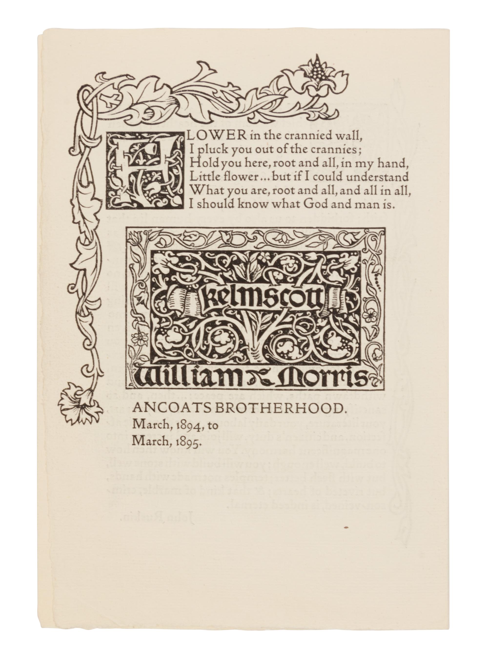 [KELMSCOTT PRESS]. When Adam Delved and Eve Span .... [Ancoats Brotherhood, 1894-5].