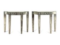 A Pair of Venetian Style Mirror-Veneered Console Tables and Mirrors