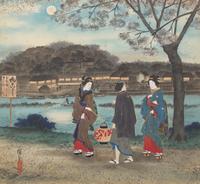 Utagawa Hiroshige III (Japanese, 1842-1894), Three Painted Album Leaves