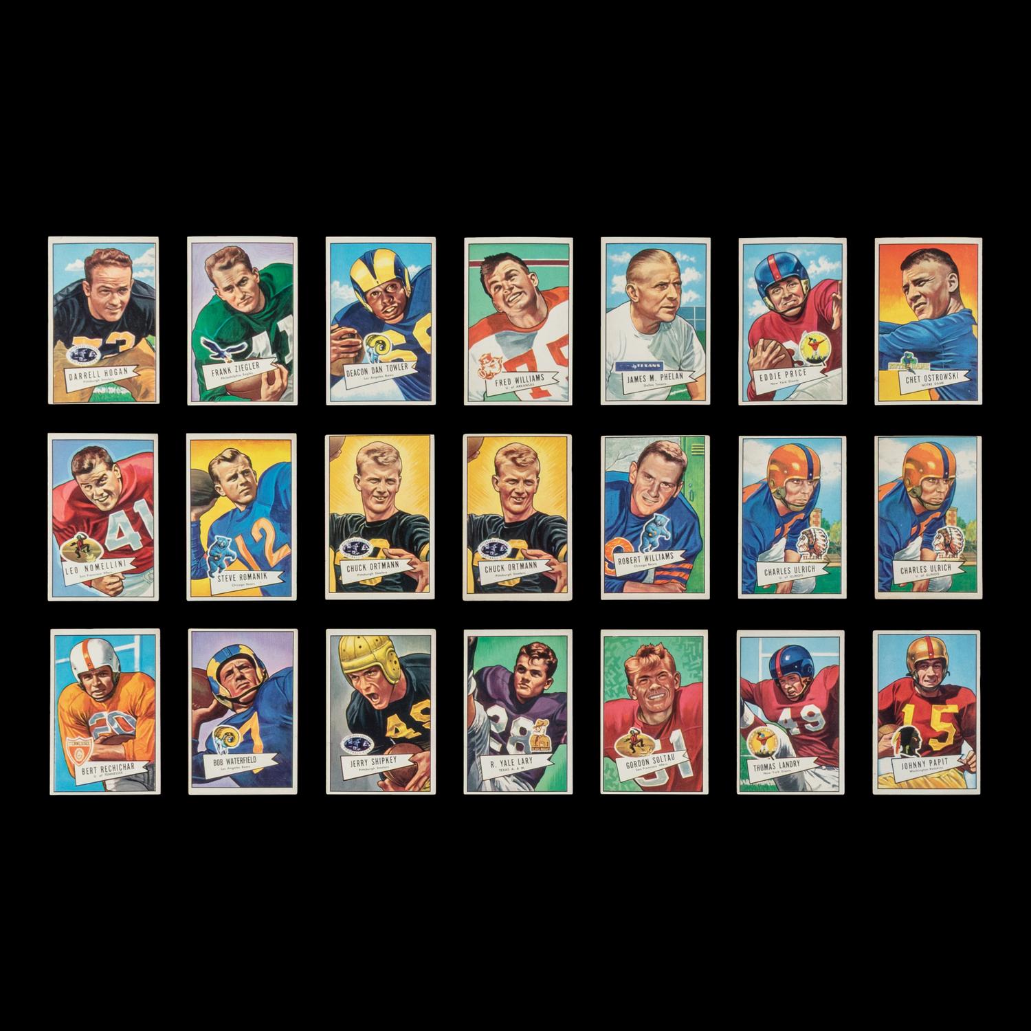 A Collection of 1952 Bowman Large and Small Football Cards Including Multiple Hall of Famers (145)