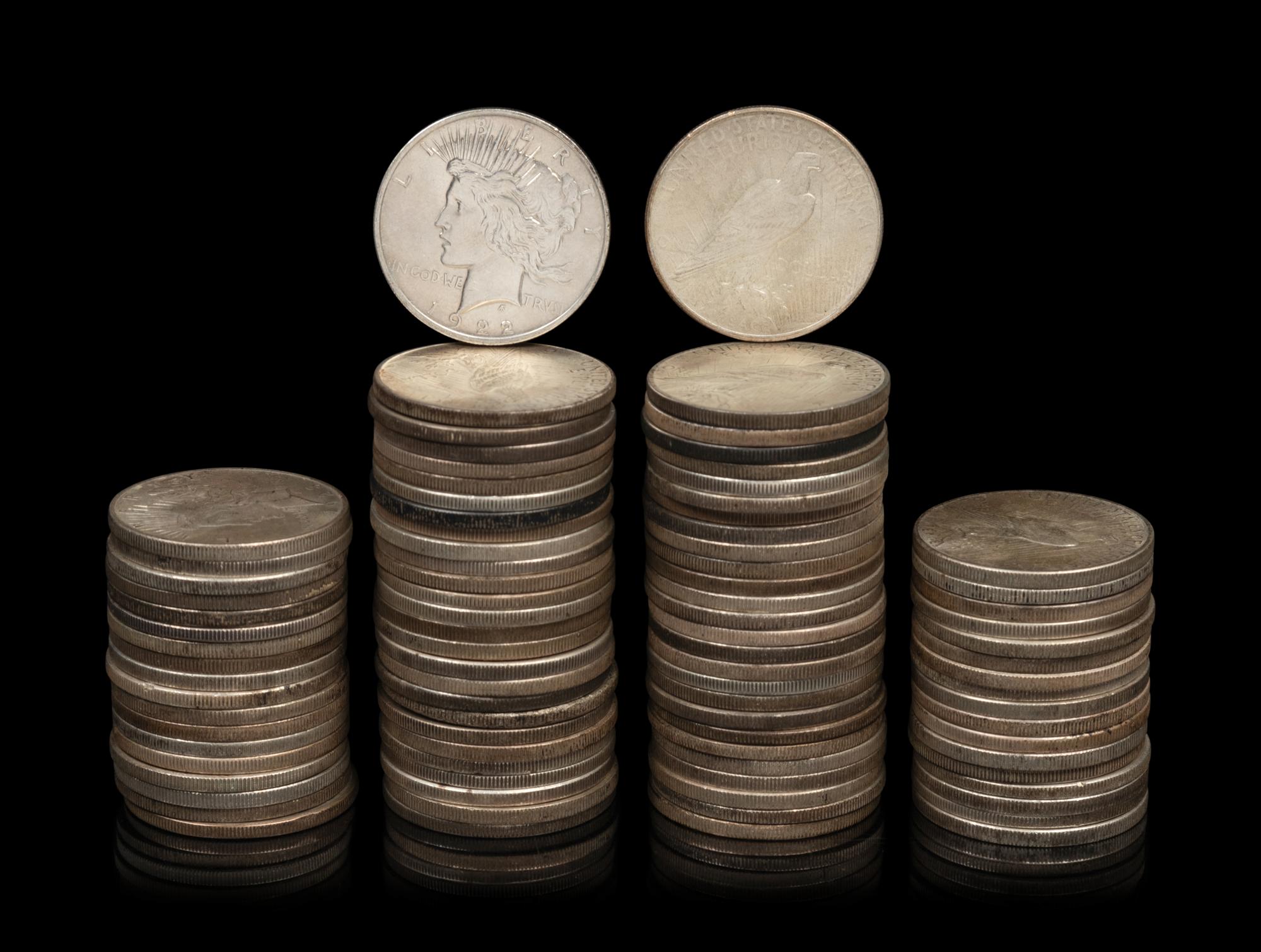 A Collection of Eighty-Nine Peace Silver $1 Coins
