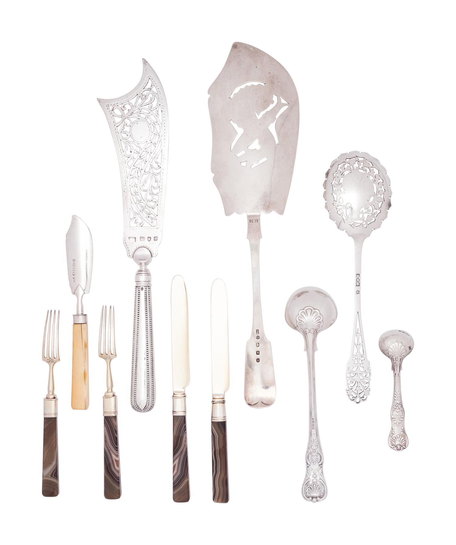 A Collection of English Silver Flatware Articles