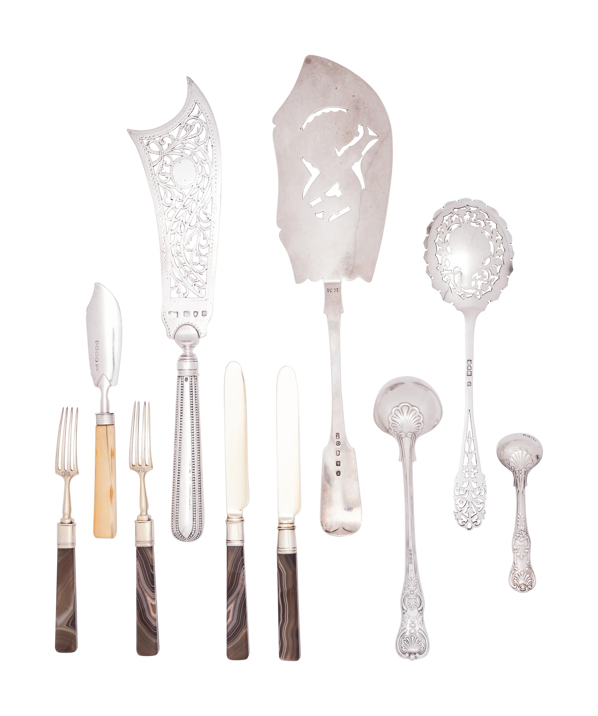 A Collection of English Silver Flatware Articles