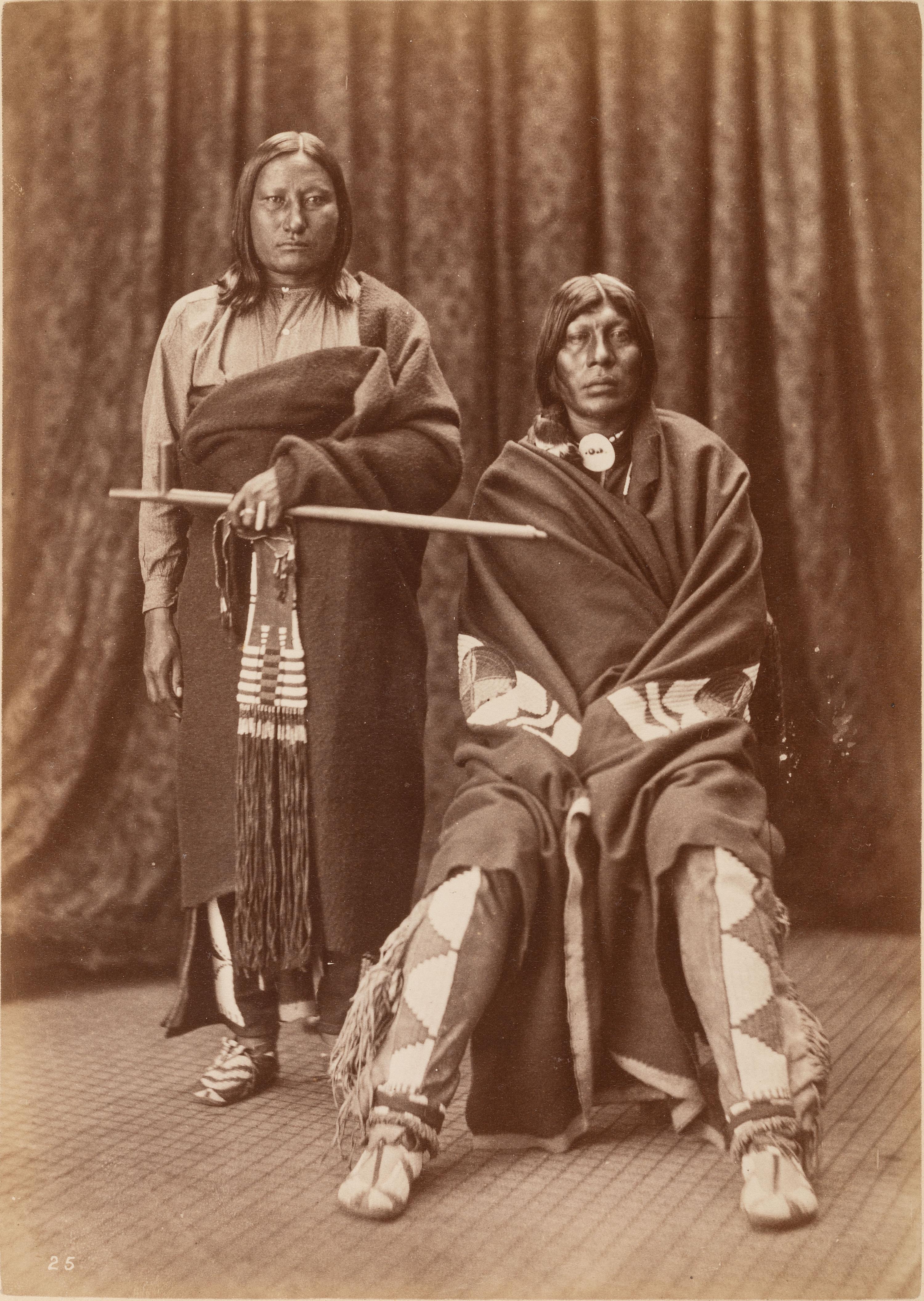 JACKSON, William Henry (1843-1942)]. Albumen photograph of Plenty Bears and Old Eagle, Arapaho. Washington, DC, before 1877.