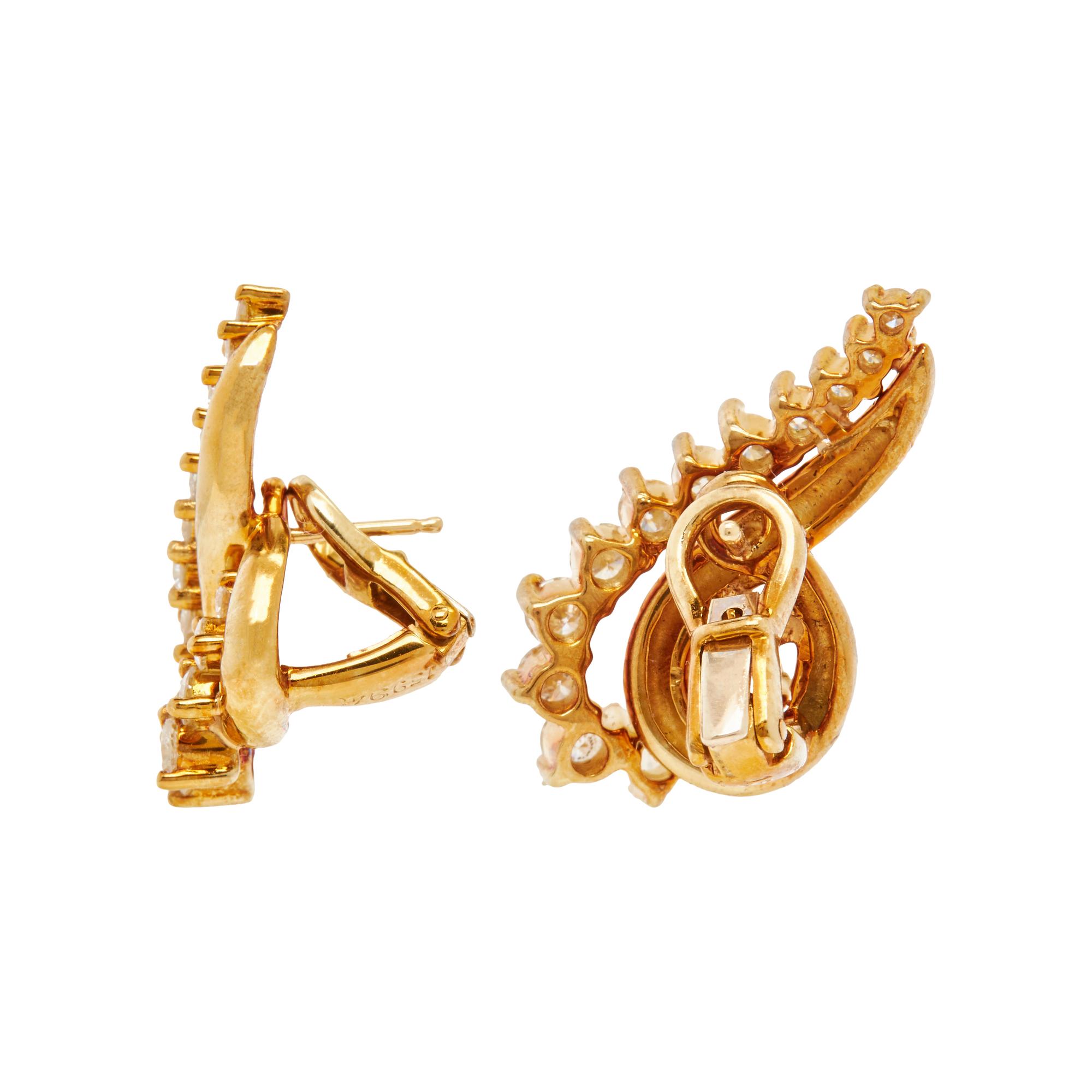 JOSE HESS, YELLOW GOLD AND DIAMOND EARRINGS