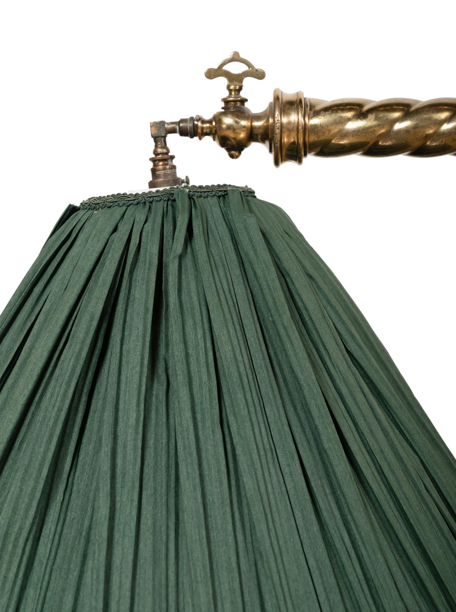 A Victorian Brass Three-Light Billiards Fixture