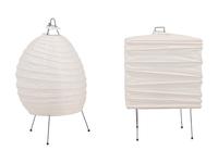 Two Rice Paper and Enameled Metal Table Lamps by Isamu Noguchi (American, 1904-1988)