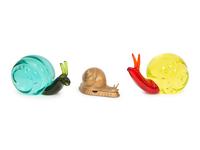 Two Murano Colored Glass Snails and a Gilt Metal Snail-Form Ashtray