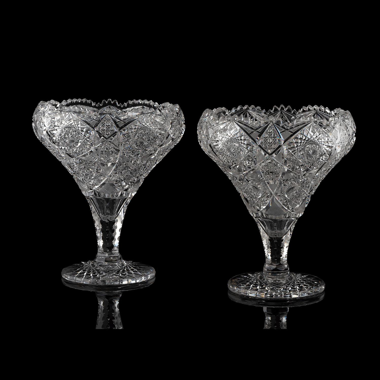 A Pair of Brilliant-Period Cut Glass Tazze