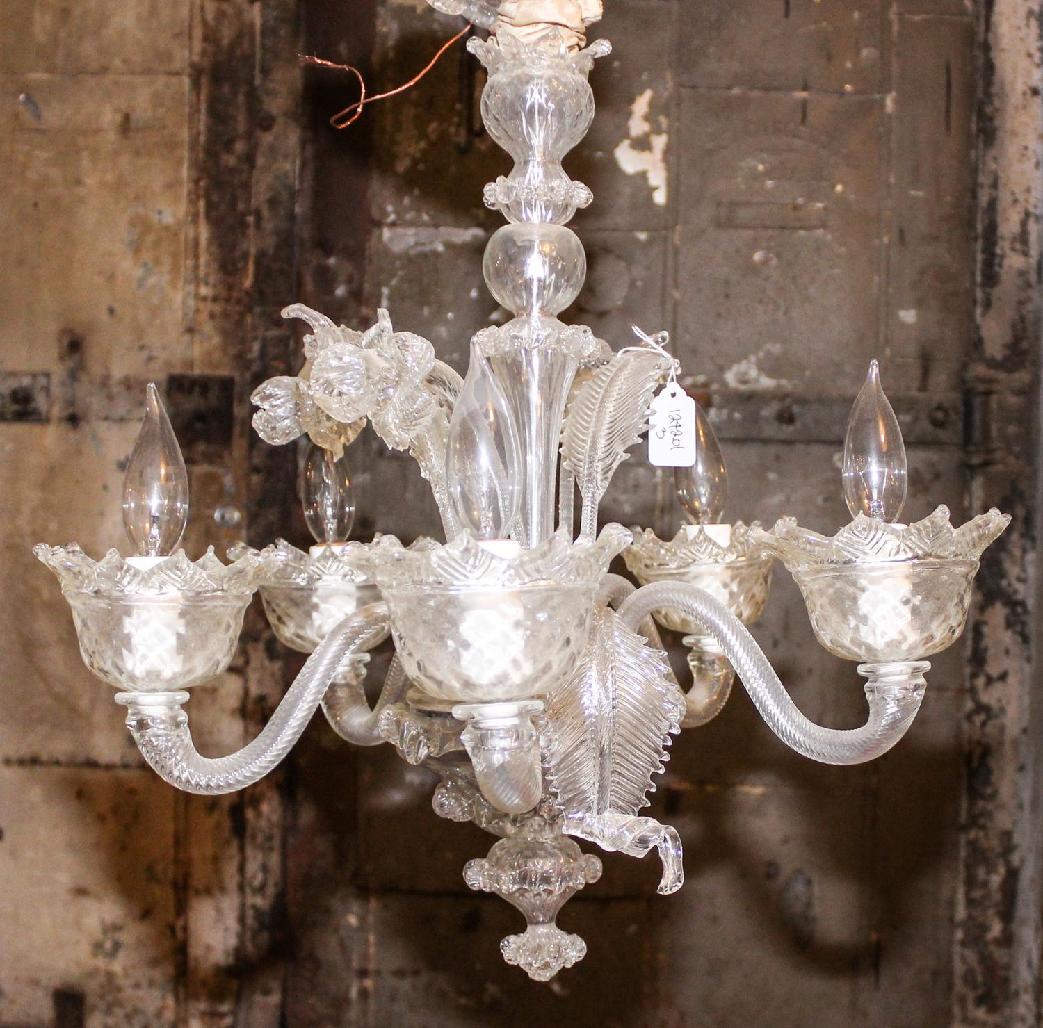 A Venetian Glass Chandelier. Diameter 18 1/2 inches.