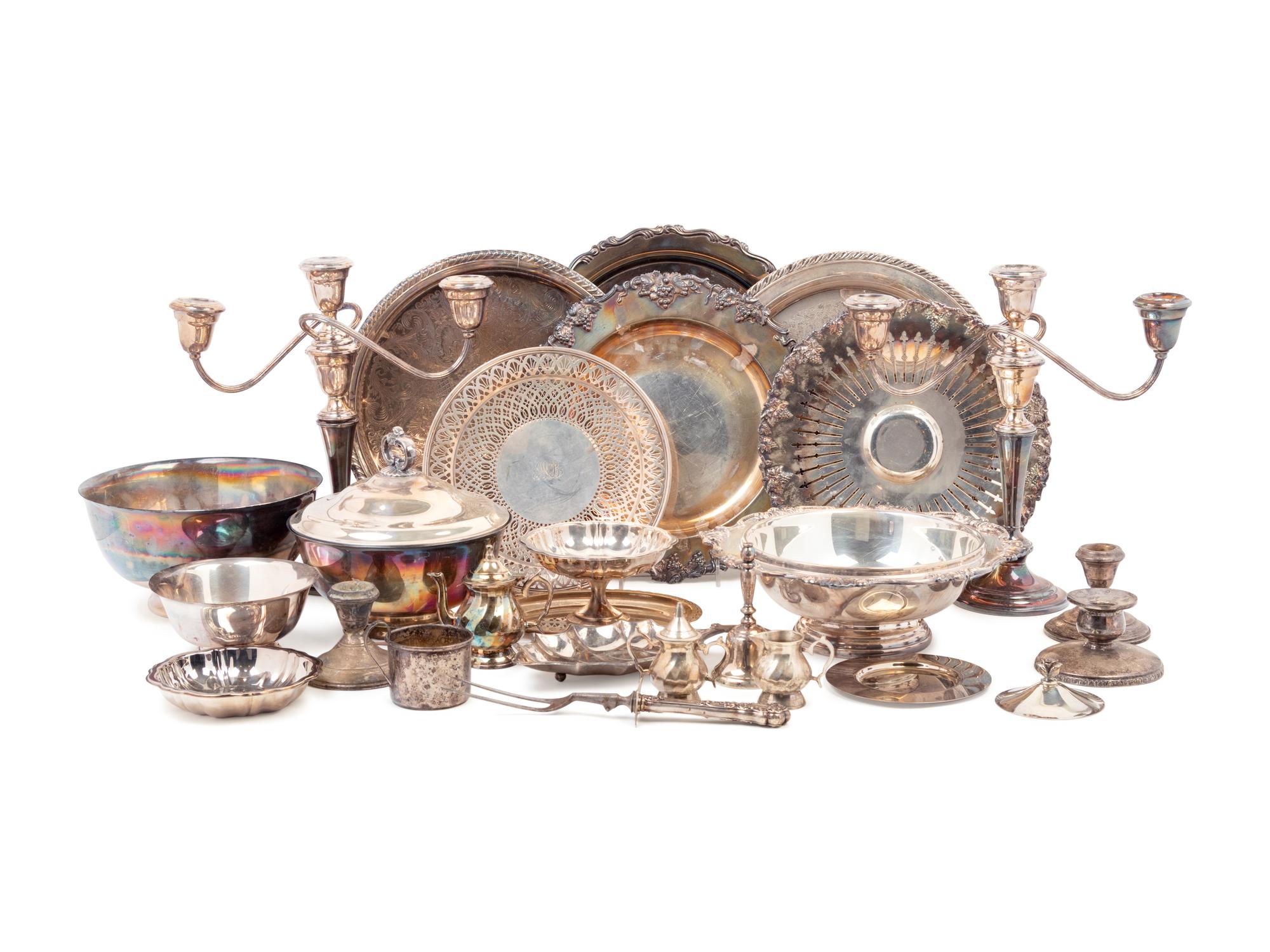 A Group of Assorted Silver and Silver-Plate Table Articles
